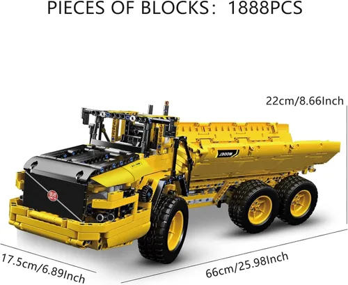Vista 5 de Mould King Kit de bloques de construcción de camión volquete de ingeniería 17010, bloques de construcción MOC para construir, regalo