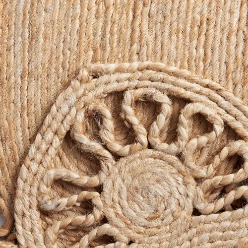 Vista 7 de SAFAVIEH NFB253A - Alfombra redonda de fibra natural, 4 pies, redonda, natural, hecha a mano, con encanto de campo, ideal para zonas de alto tráfico
