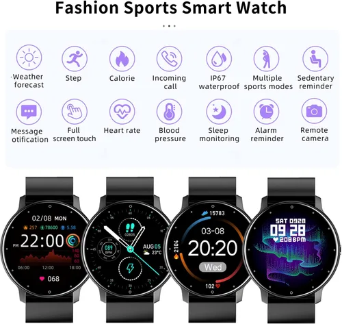 Vista 3 de Reloj inteligente para TCL 20 A 5G – Relojes de seguimiento de actividad física para hombres y mujeres, IP67 resistente al agua con pantalla táctil