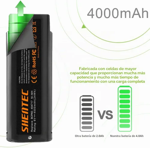 Vista 6 de Shentec Paquete de 2 baterías Ni-MH de 4000mAh 6V compatibles con Paslode