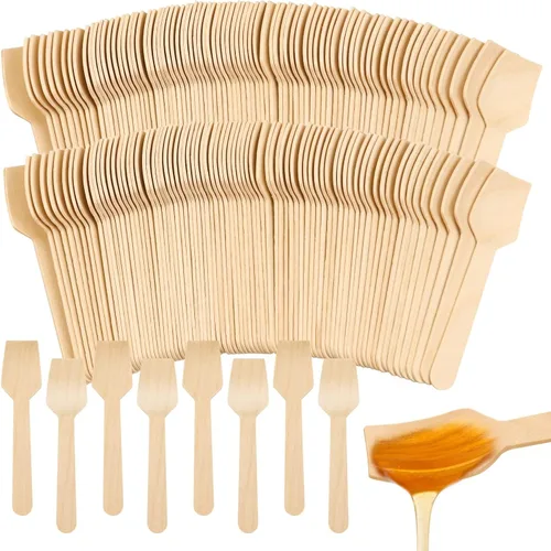 Vista 10 de Cucharas desechables mini de madera saboreadoras Cucharas de helado Cucharas de muestreo (150, 3.75 pulgadas)