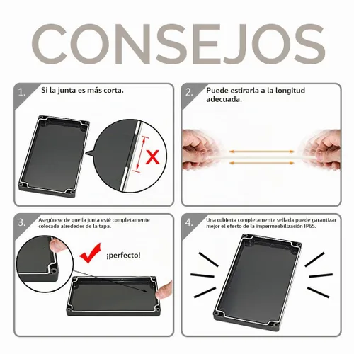Vista 6 de Caja de conexiones impermeable a prueba de polvo IP65 de plástico ABS, proyecto eléctrico universal con oreja fija, color negro, 3.26"x 2.28"x 1.29