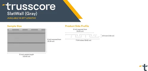 Vista 3 de Trusscore Muestra SlatWall de 12" (gris)