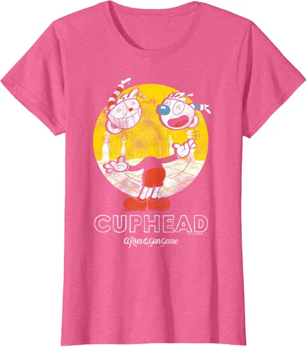 Vista 17 de Cuphead Camiseta con Mugman Head Malabarismo Negro