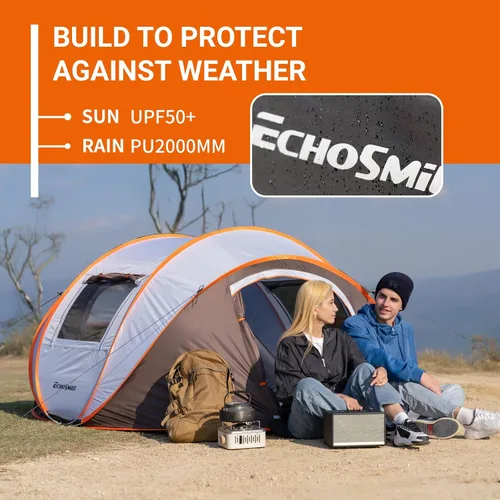 Vista 5 de EchoSmile Tienda de campaña desplegable para 2/4/6 personas, fácil instalación, cúpula resistente al agua, portátil con bolsa de transporte Blanco