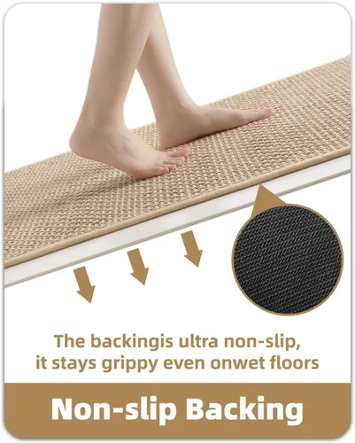Vista 2 de Color&Geometry Tapete de baño con parte trasera de goma de 24 x 16 pulgadas, antideslizante, lavable a máquina, alfombra bohemia de felpilla suave