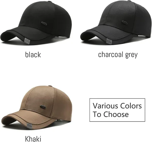 Vista 2 de Robately Gorra de béisbol para hombre de moda clásica lisa con picos de doble capa de perfil bajo, gorra de camionero de algodón ajustable suave