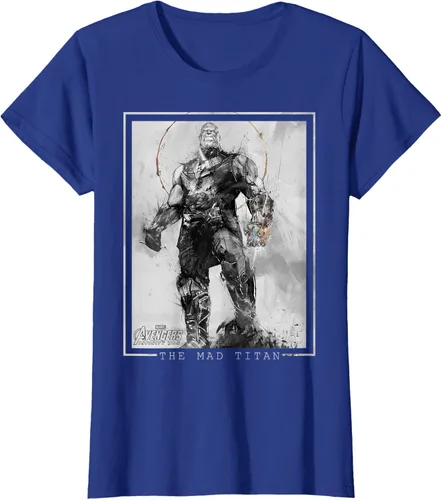 Vista 46 de Marvel Avengers Infinity War Thanos Sketch Graphic Camiseta Negro