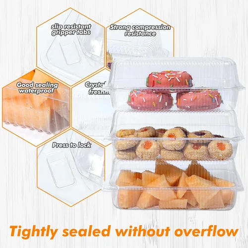 Vista 4 de MANSHU 100 recipientes de plástico transparente para llevar, recipiente desechable de postre con tapa, para ensaladas, pasta, sándwiches