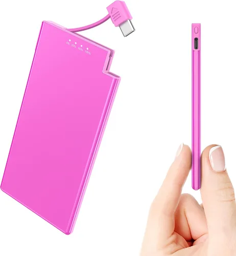 Vista 11 de Auskang Cargador portátil delgado con cable Lightning incorporado - Batería externa delgada de 5000 mAh compatible con iPhone 14/13/12/11/X/8/7 Pro