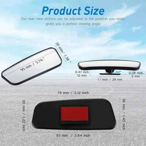 Vista 2 de Tallew 4 piezas de espejo de punto ciego para coche, espejo retrovisor lateral convexo, punto ciego, rectangular, accesorios para visión trasera
