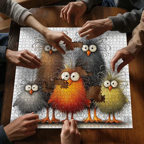 Vista 3 de PICKFORU - Divertido rompecabezas de pollo para adultos, 1000 piezas, rompecabezas abstracto de pollo, lindo rompecabezas de gallo de animales