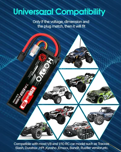 Vista 7 de HOOVO 7.4V 6200mAh 70C 2S Lipo Batería Caso Duro para RC Car RC Helicóptero RC Camión RC Truggy Avión Quadcopter UAV Drone FPV