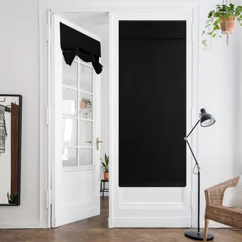 Vista 12 de HOMEIDEAS Cortinas opacas para puerta francesa, cortinas de luz lateral para puerta delantera, 2 paneles, persianas laterales para ventanas