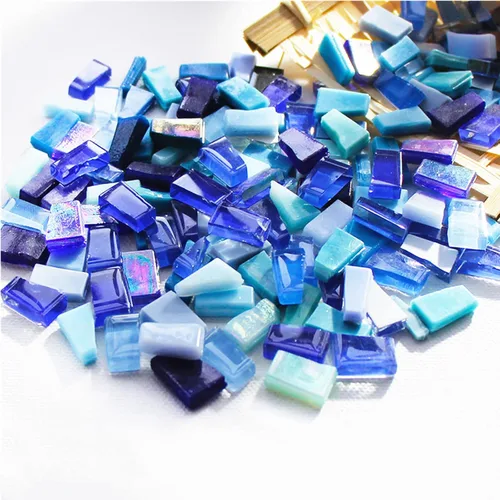 Vista 6 de Azulejos de mosaico de cristal irregulares de 1.1 libras, mosaico pequeño, pasatiempos para niños, manualidades de cristal hechas a mano