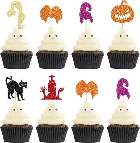 Vista 9 de 24 piezas de decoración de magdalenas Ghost One con purpurina para Halloween, fantasma, para magdalenas, decoración de magdalenas, fantasma, uno