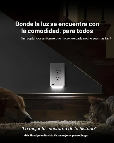 Vista 2 de SnapPower Paquete de 2 luces guía [para tomas dúplex] – Sustituye a la luz nocturna enchufable – Placa de pared de receptáculo eléctrico con luces