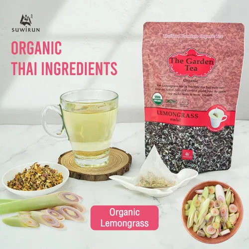Vista 4 de Suwirun Té orgánico de citronela, 25 bolsas, producto de Tailandia, té de hierbas cítrico y refrescante, sin cafeína, sin calorías, alivia