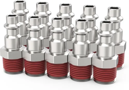 Vista 11 de ChillWaves Enchufe de aire industrial, enchufes neumáticos macho NPT de 1/4", accesorios para compresores de aire (paquete de 15)