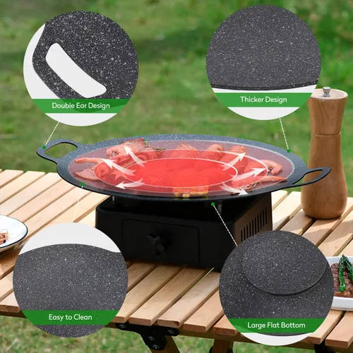 Vista 3 de Sartén coreana, placa coreana para barbacoa, parrilla circular antiadherente para estufa de exterior del hogar, sartén con revestimiento