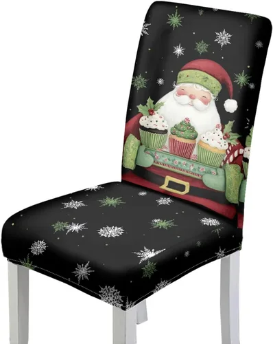 Vista 22 de Rnyleeg Juego de 1 fundas navideñas para sillas de comedor, color azul oscuro, fundas protectoras extraíbles y lavables para sillas de cocina