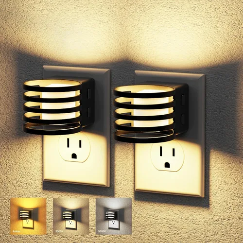 Vista 8 de JandCase Luz nocturna LED, paquete de 2, luces nocturnas que se enchufan a Negro