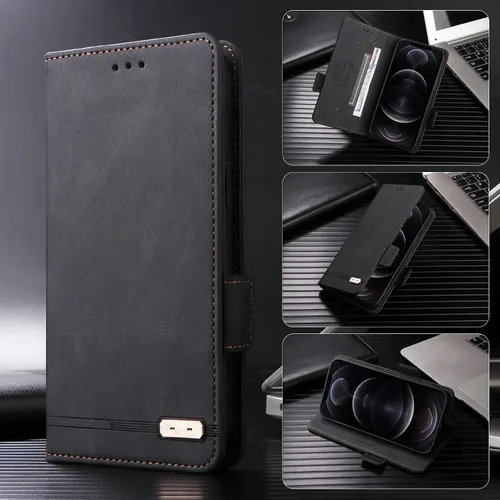 Vista 9 de Compatible con Honor X7, cubierta trasera magnética plegable de cuero con ranura para tarjeta para Honor X7