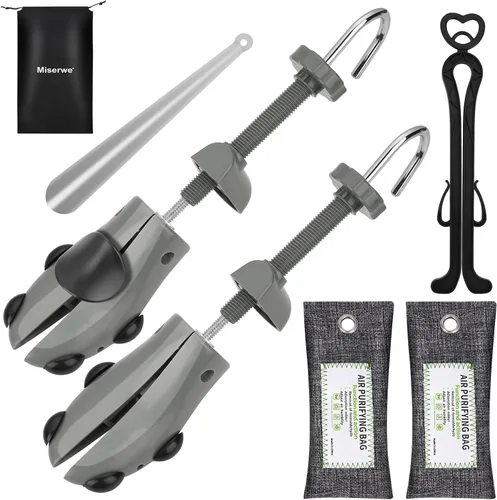 Vista 8 de Shoe Stretcher with Carrying Bag Adjustable Unisex Shoe Trees with 2 Air Purifying Bag Negro-m Talla (US 9-13) L