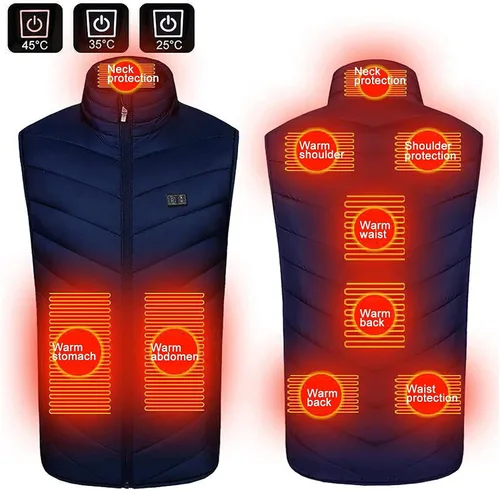 Vista 2 de FAVIPT Chaleco térmico para mujeres y hombres, chaqueta de calefacción recargable por USB, talla grande, abrigo acolchado ligero mejorado