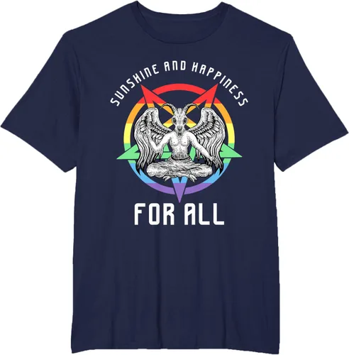 Vista 42 de Funny Sunshine and Happiness for All LGBT Gay Pride Baphomet Camiseta Negro
