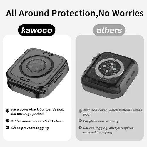 Vista 3 de Paquete de 4 fundas impermeables compatibles con Apple Watch de 1.732 pulgadas (1.732 in) Series 6/5/4/SE con protector de pantalla de vidrio