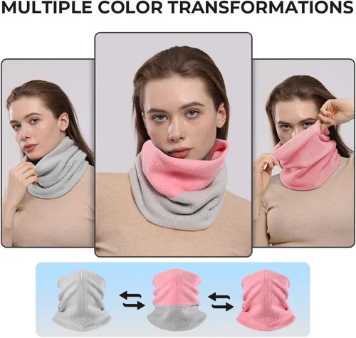 Vista 4 de WTACTFUL Conjunto de gorro holgado de invierno y bufanda térmica de doble capa, para hombres y mujeres, esquí, snowboard, al aire libre