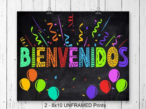 Vista 4 de Arte y decoración de pared para el aula, suministros para profesores, juego de póster motivacional educativo inspirador positivo para niños latinos
