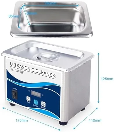Vista 3 de Limpiador ultrasónico de 27.1 fl oz para joyas, relojes, dentaduras postizas, temporizador digital, 50 W potente, diseño compacto para uso doméstico