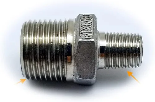 Vista 28 de Autobahn88 Montaje de extremo de manguera de freno de acero inoxidable - Reductor 1/2 NPT macho a 1/4 NPT macho