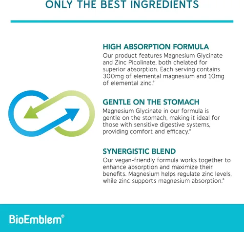 Vista 4 de BioEmblem Glicinato de magnesio con zinc y vitamina D3 K2