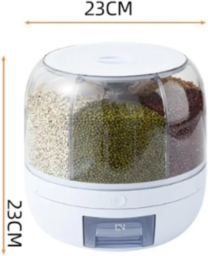 Vista 2 de Dispensadores de cereales Dispensador de arroz de gran capacidad, contenedor de almacenamiento de granos, dispensador de alimentos secos