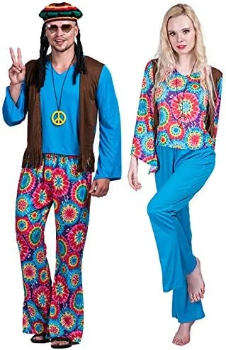 Vista 6 de EraSpooky Disfraz hippie de amor y paz para hombre
