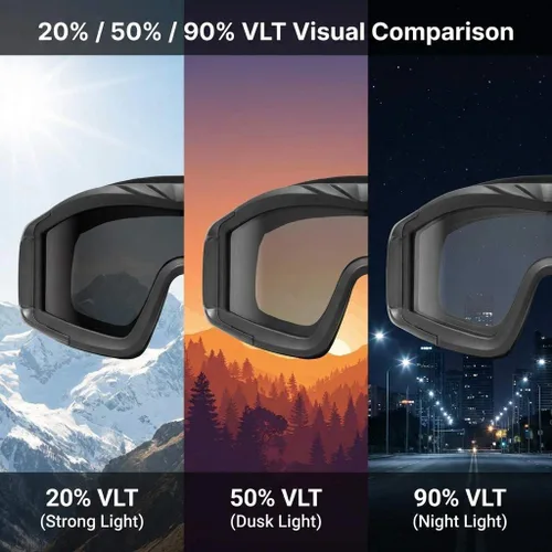 Vista 5 de QWORK Gafas tácticas militares de Airsoft para deportes al aire libre con 3 lentes intercambiables para montar a caballo, negro