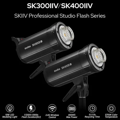 Vista 2 de Godox SK400II-V 400Ws Luz de Flash Estroboscópica para Estudio Fotográfico Monolight con Montura Bowens y Lámpara de Modelado LED de 10W