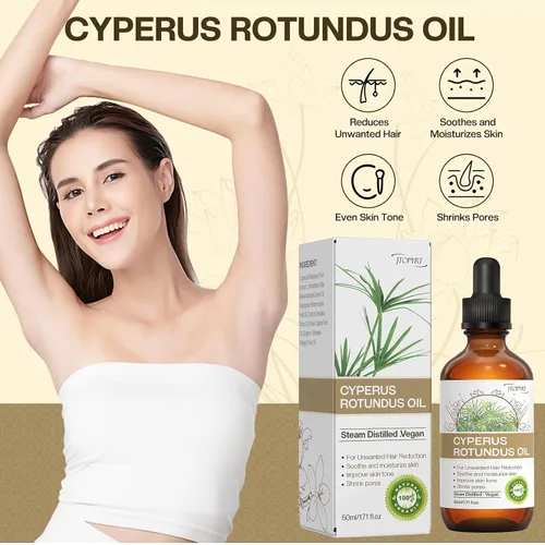 Vista 2 de Aceite Cyperus Rotundus: Depilación Aceite de ciprés Reductor del Crecimiento del Cabello Facial Cuerpo Cuidado de la Piel para Mujeres Hombres 2