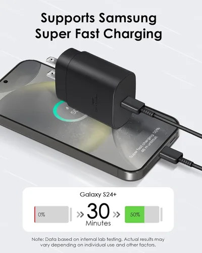Vista 3 de AISNI Cargador USB C, paquete de 2 cargadores tipo C de 25 W, carga rápida con cable de carga USBC de 6 pies, carga de teléfono Android para Galaxy