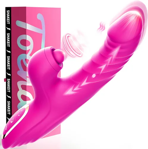 Vista 12 de Vibrador con empuje y consolador para mujeres Toendi, juguete de rosa para el punto G, estimulador del clítoris, juguetes sexuales, consoladores