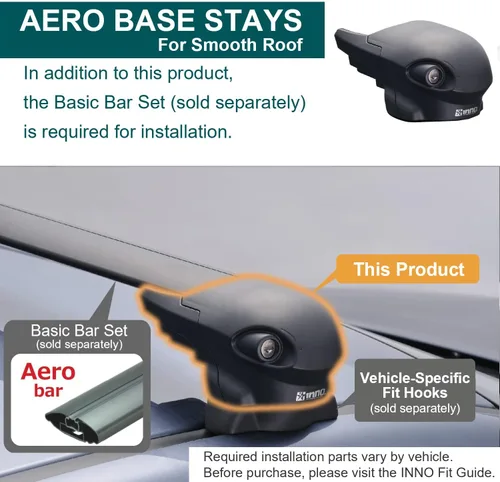 Vista 2 de INNO XS201 Aero - Base de perfil bajo para techo liso FLUSH (juego de 4)