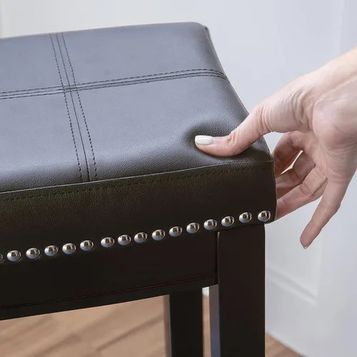 Vista 10 de Linon Claridge Taburete de bar, de 32 pulgadas., Madera, Negro