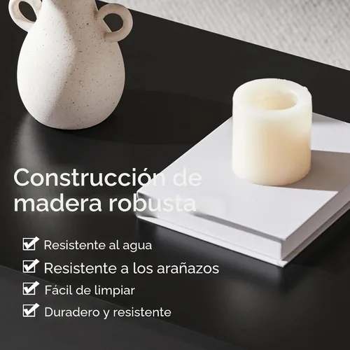Vista 7 de Yaheetech Mesa de café de madera, mesa de centro con estante de almacenamiento oculto grande, mesa de comedor con superficie elevada para sala
