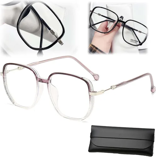Vista 9 de Lentes de lectura portátiles a la moda para mujer, anti luz azul, cuadrados, con bloqueo de luz azul, portátiles ultraligeros (negro, 0)