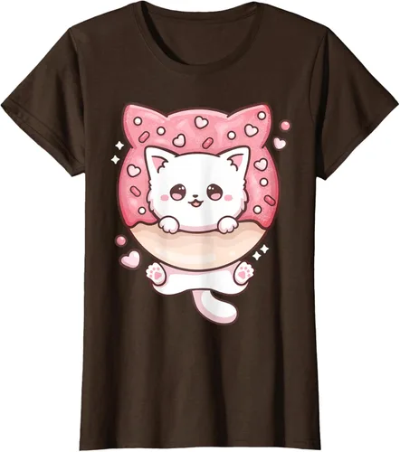 Vista 17 de Camiseta Kawaii Cat Donut Anime Lover Otaku, Negro