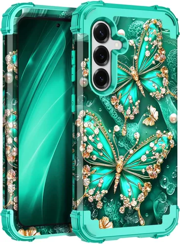 Vista 32 de Miqala Funda para Galaxy S24 5G, brilla en la oscuridad, tres capas, resistente, a prueba de golpes, protección completa, parachoques de plástico