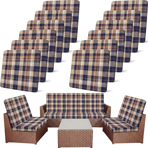 Vista 11 de Newwiee Funda de cojín, para cojín de asiento de sofá o sillón, 8 unidades, elástica, para sofá, muebles de patio y exteriores, de repuesto, suave